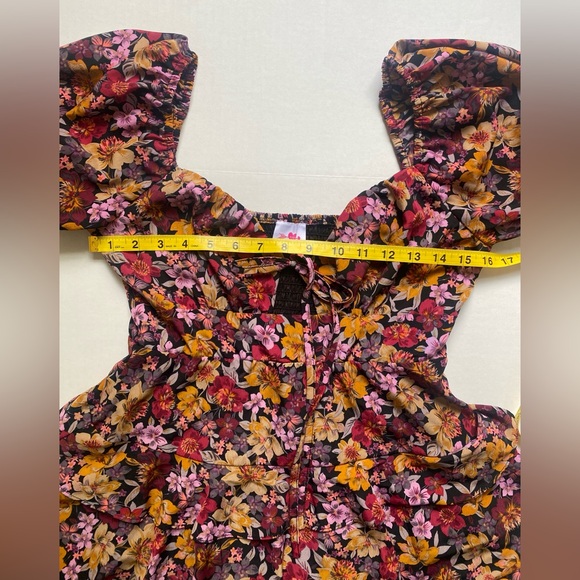 Buddy Love Tammy Floral Ruffle Mini Dress Size S Puff Sleeve Shirred Back - Picture 9 of 15